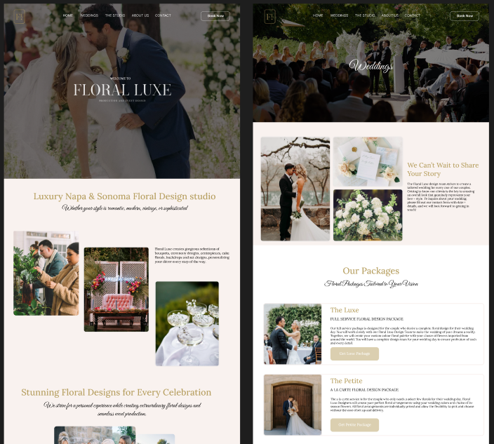 Floral studio website figma design mockup