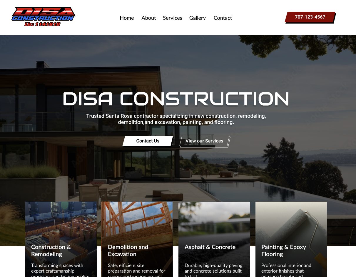 disa construction company website design