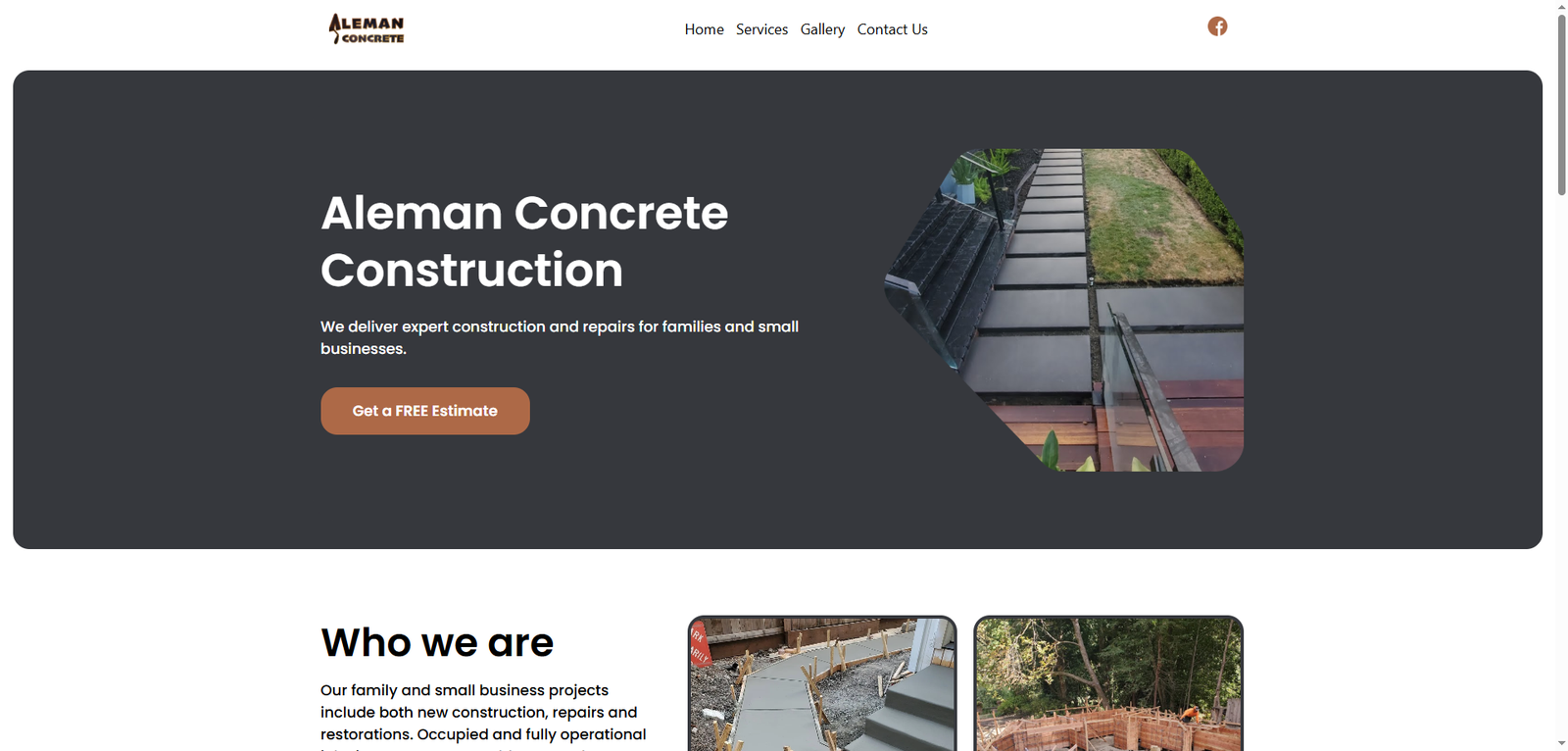 aleman concrete company website design