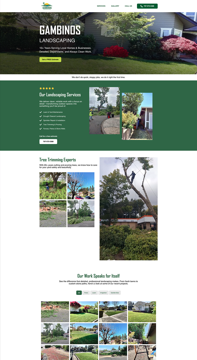 gambino landscaping website design