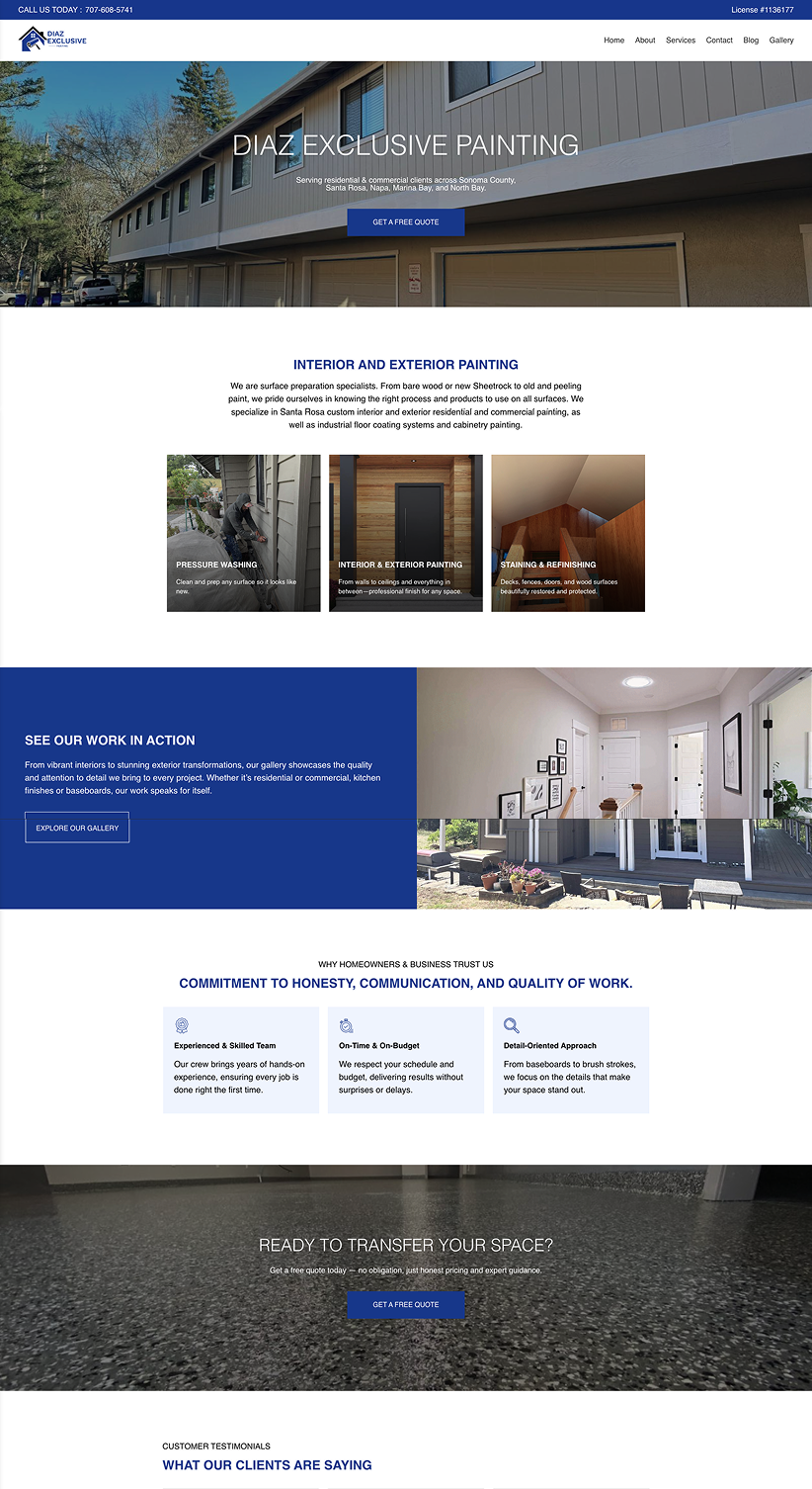 diaz exclusive painting website design