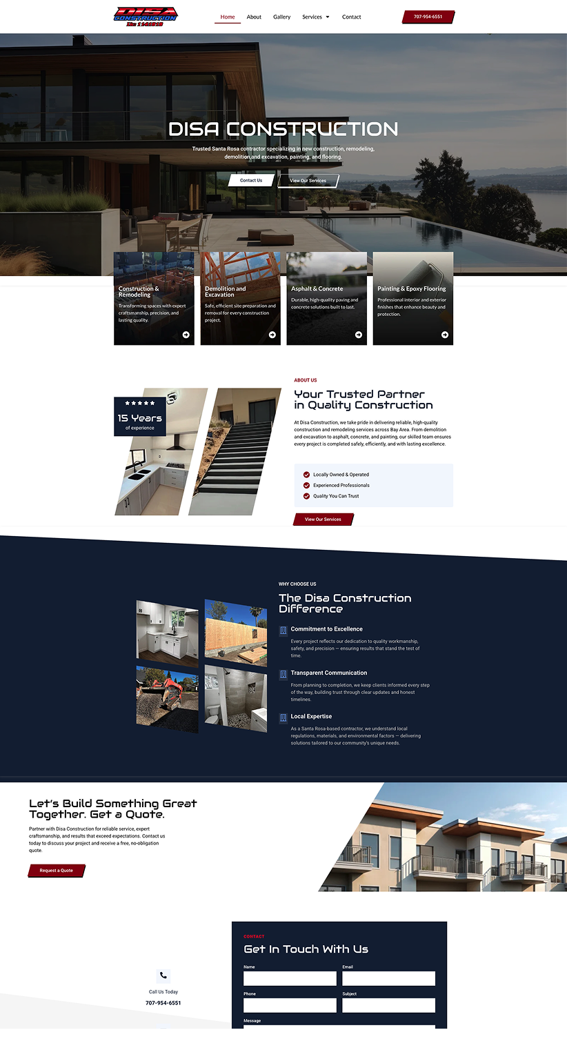 disa construction company website design