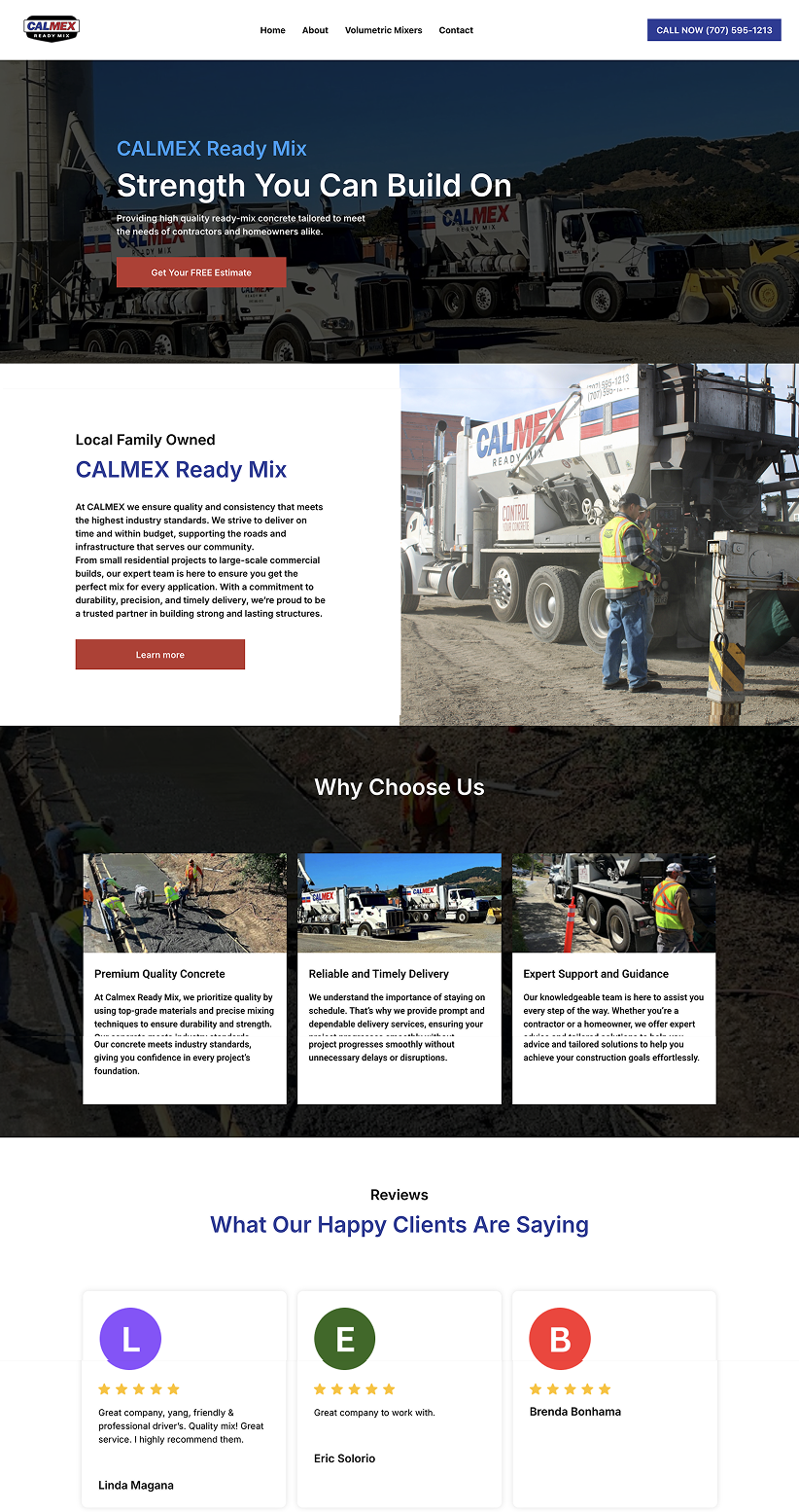 aleman concrete company website design